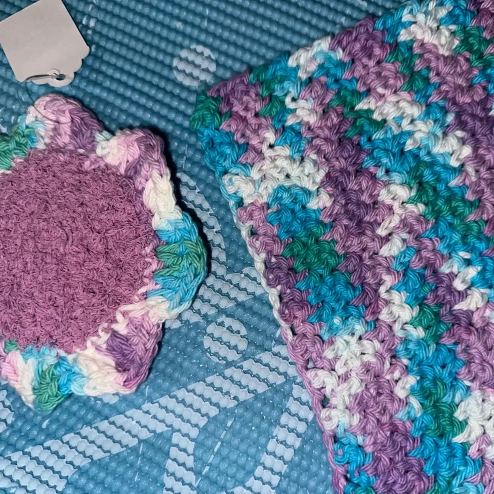 Blue and Purple Handmade Cotton Multi Use Washcloth Set